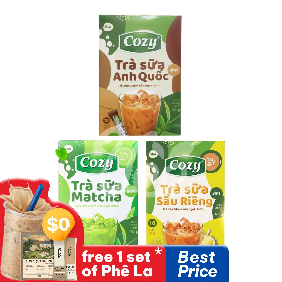 [Cozy] Mix 3-Flavor Milk Tea Combo 3 x 170g