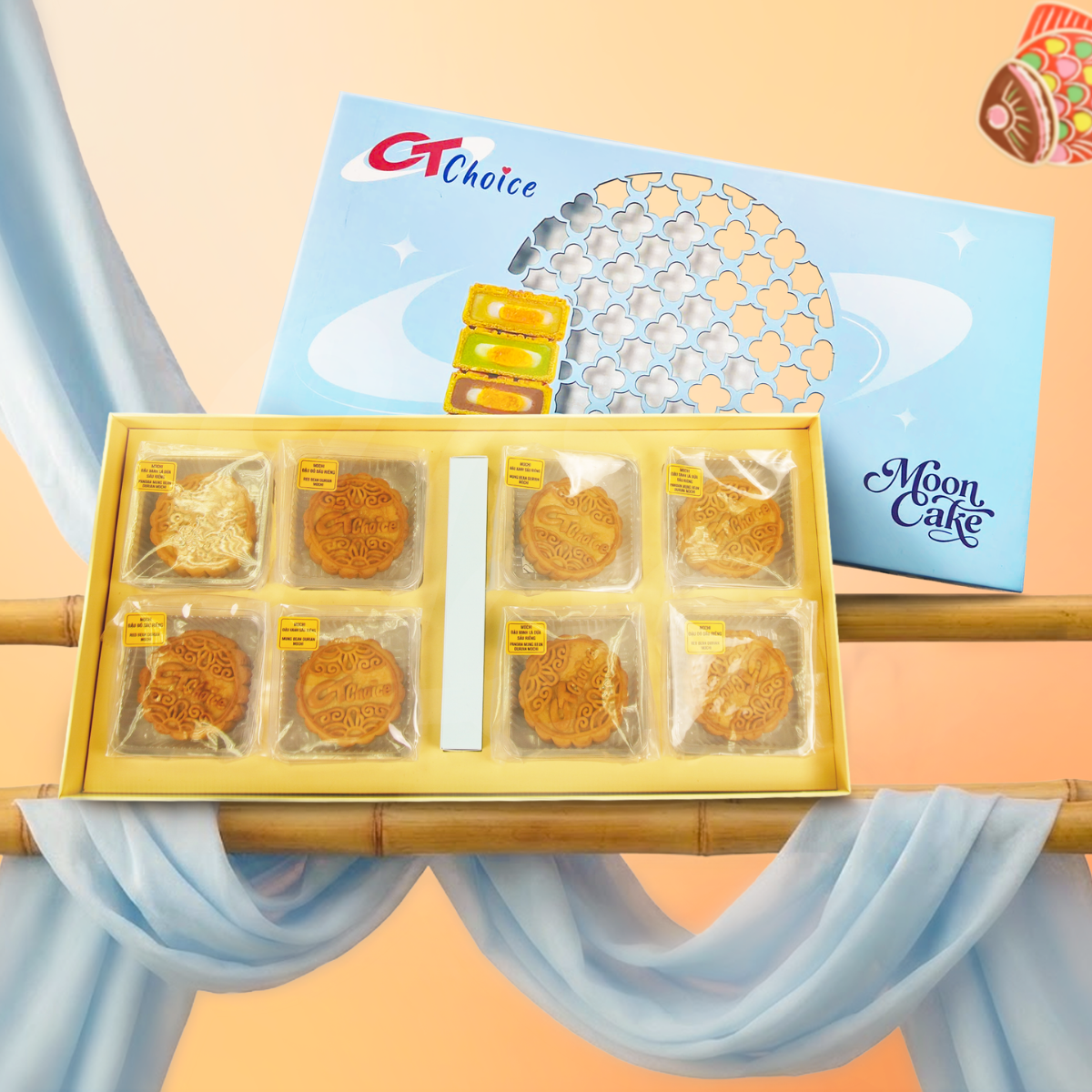 [CT Choice] Assorted Mochi Mooncakes with 1 Yolk-8 Pieces, 800g / Bánh Trung Thu Mochi Thập Cẩm 1 Trứng, 8 bánh