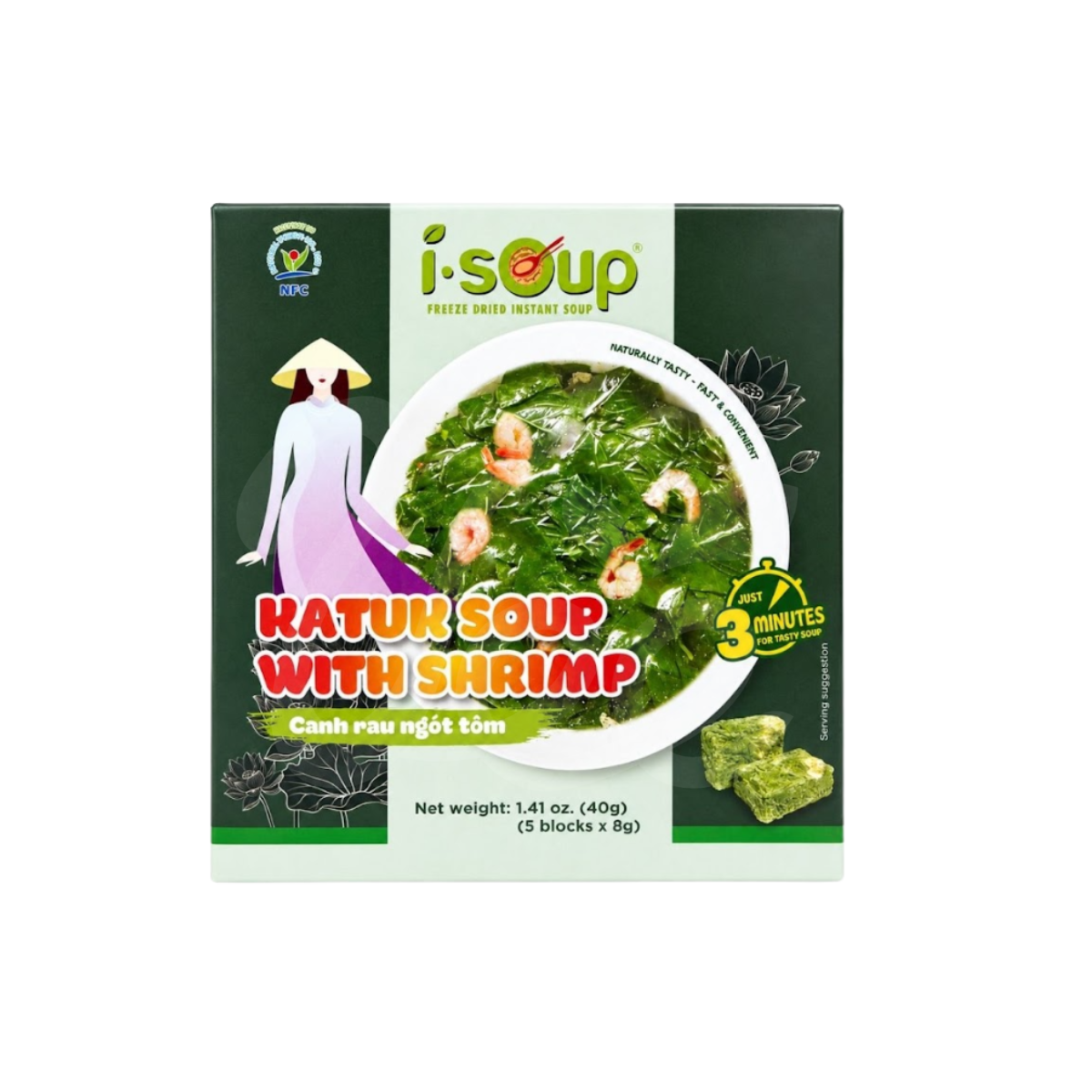 [ISOUP] Katuk Soup With Shrimp 40g/ Canh Rau Ngót Tôm