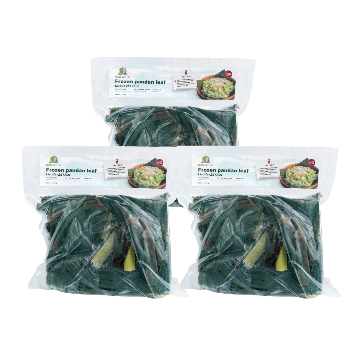 [Phuoc Loc Tho] Frozen Pandan Leaves (Cut Pieces) 900g (Lá Dứa Cắt Khúc)