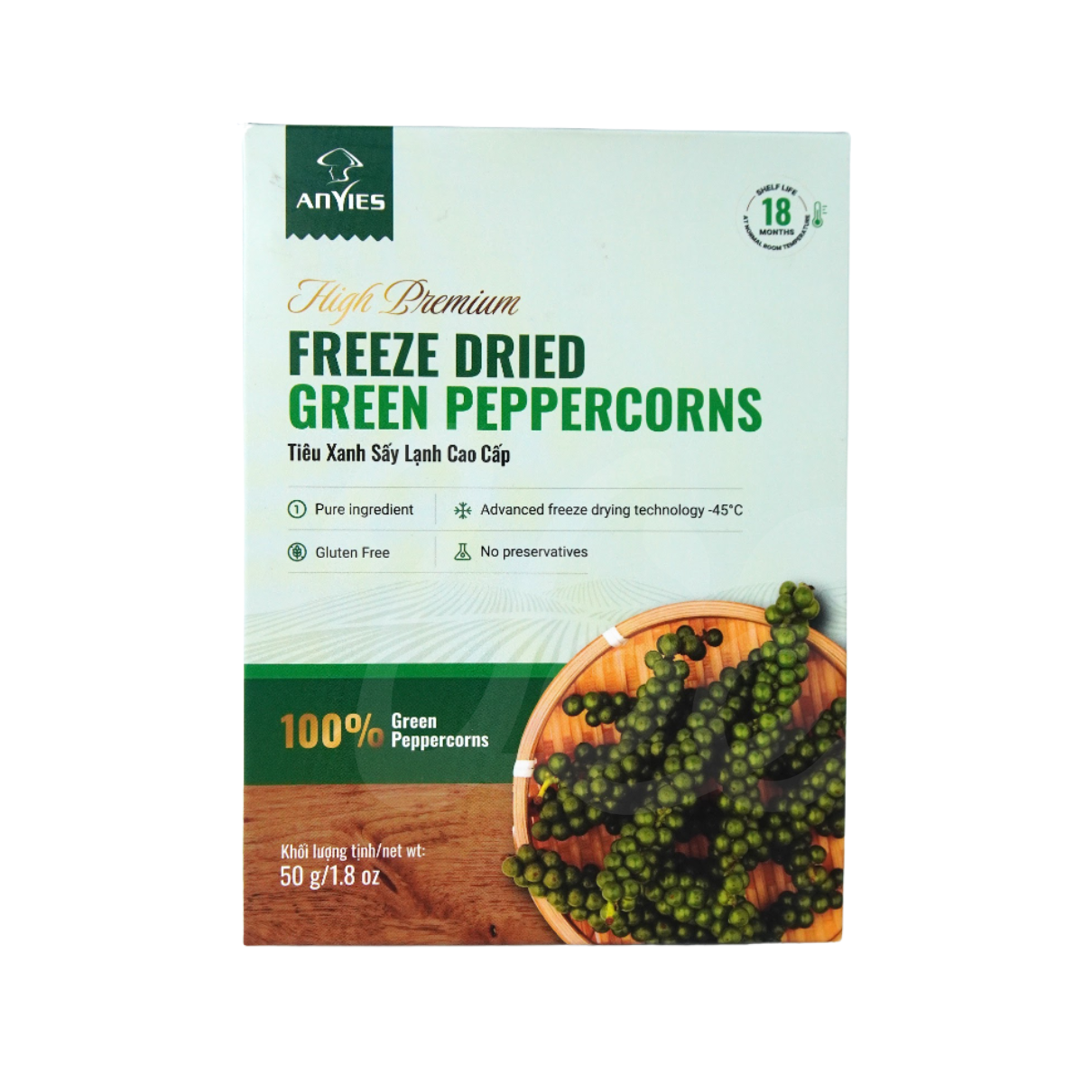 Tiêu Xanh Sấy Lạnh Anvies 50g