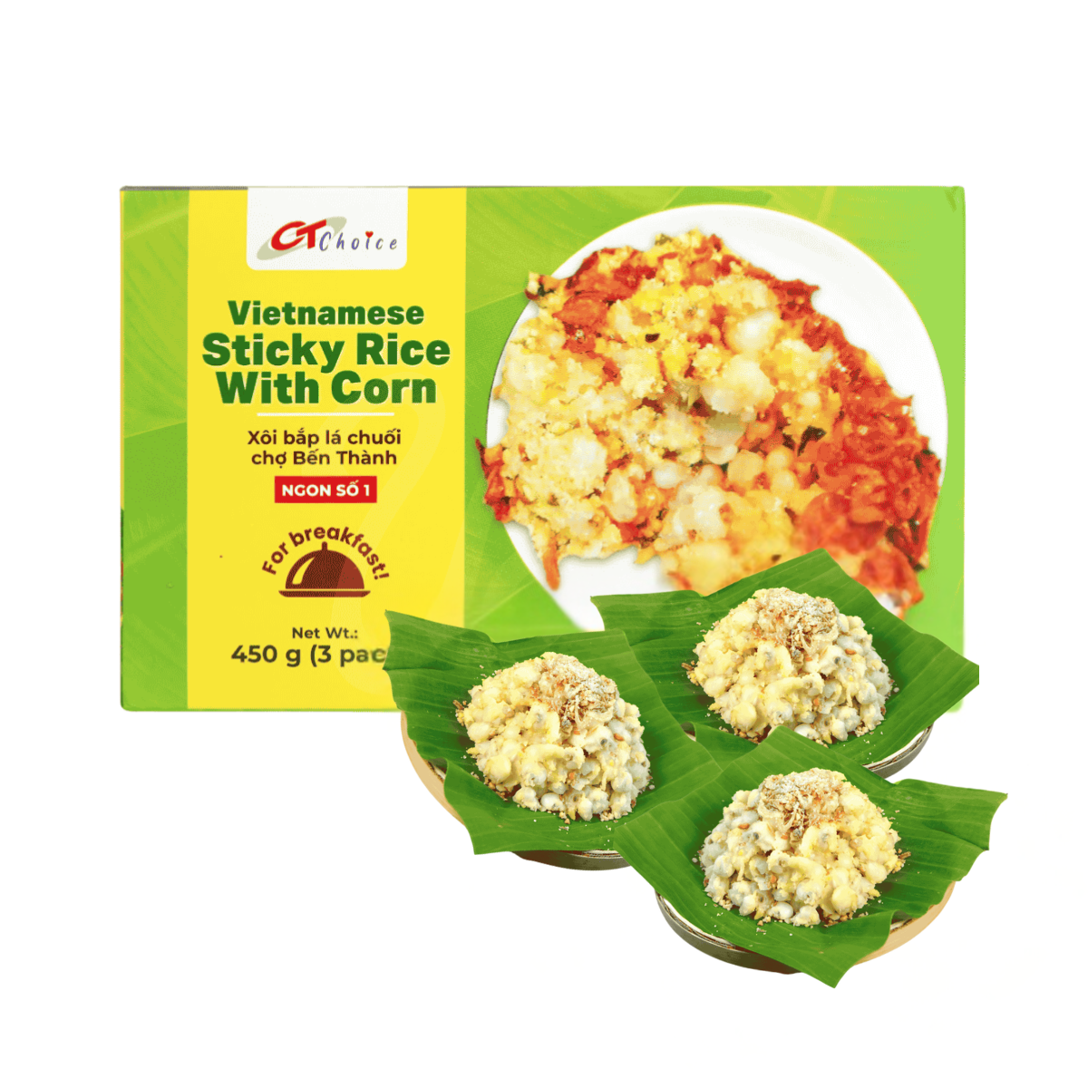 [CT Choice]Xôi Bắp Lá Chuối Bến Thành 450g (Pack 3)