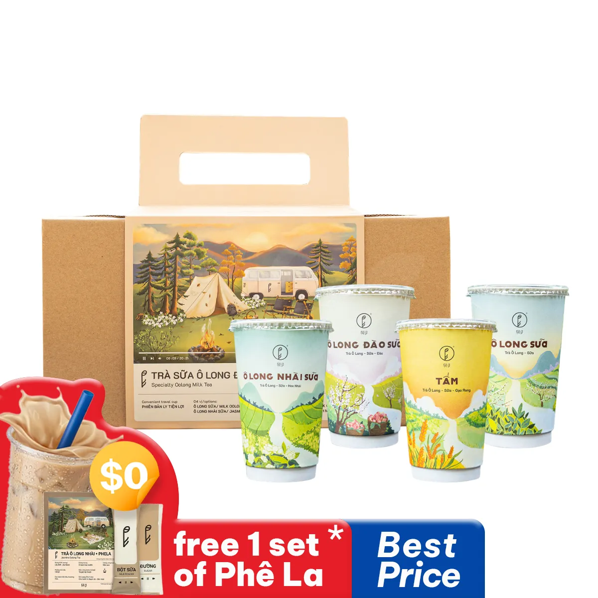 [Phe La] 4-flavor Milk Tea Set 6 Cups 1 box