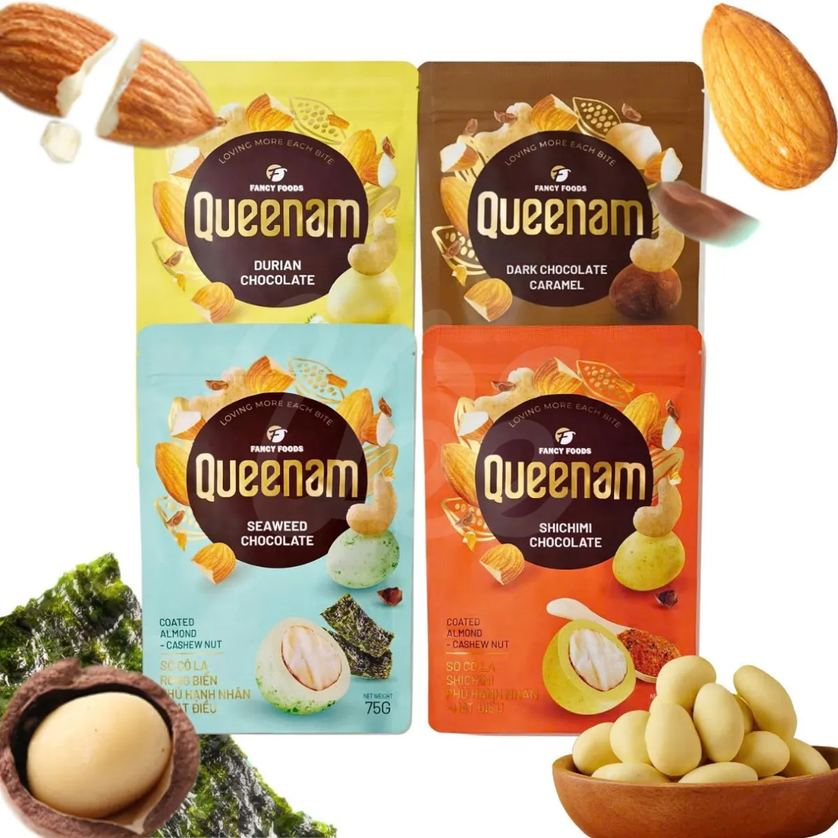 [Queenam] Mixed Chocolate Nuts 4 Flavors 75g