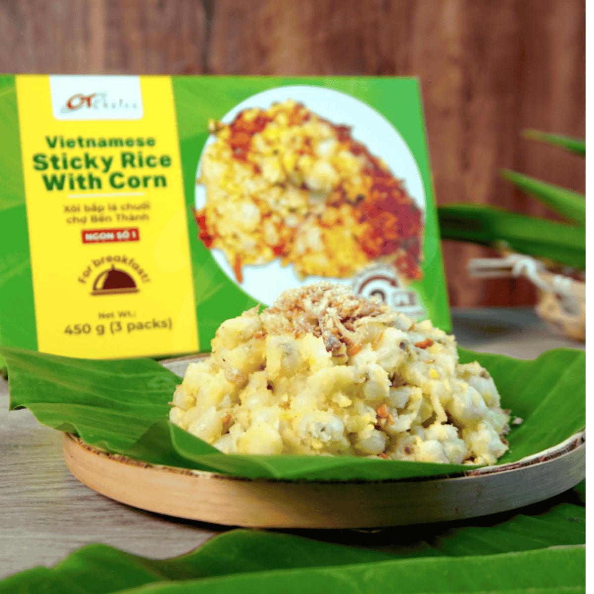 [CT Choice] Vietnamese Sticky Rice with Corn 450g (Pack of 3) (Xôi Bắp Lá Chuối Bến Thành)