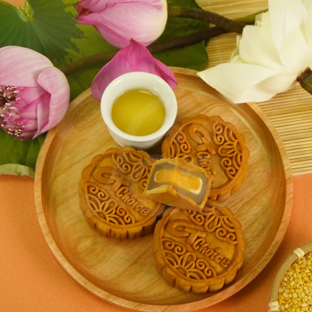 [CT Choice] Assorted Mochi Mooncakes with 1 Yolk-8 Pieces, 800g / Bánh Trung Thu Mochi Thập Cẩm 1 Trứng, 8 bánh