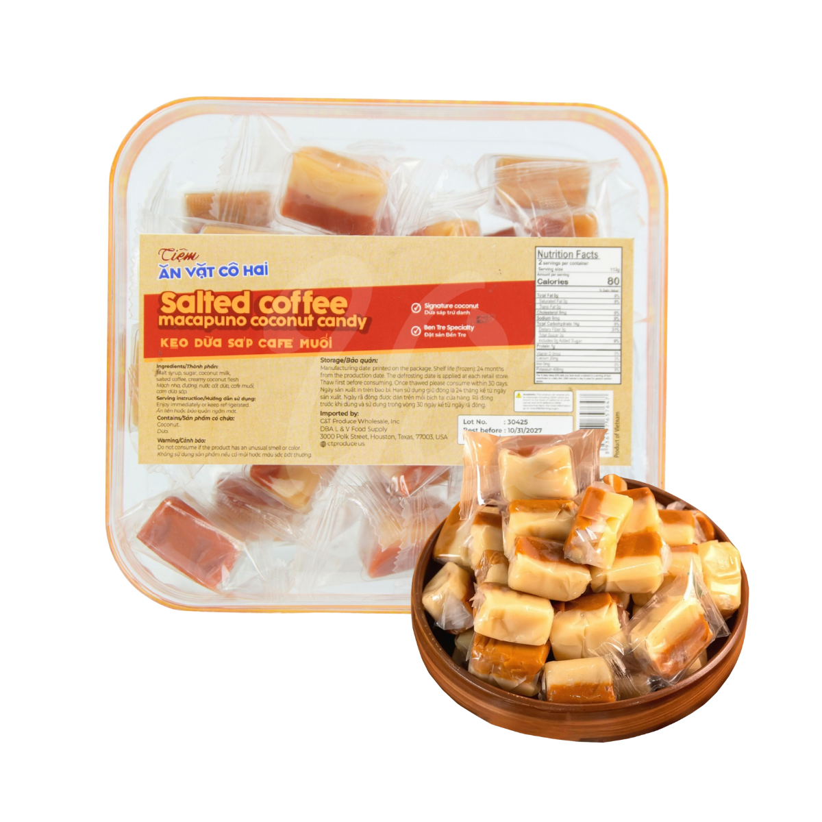 Kẹo Dừa Sáp Cafe Muối Ăn Vặt Cô Hai  300g