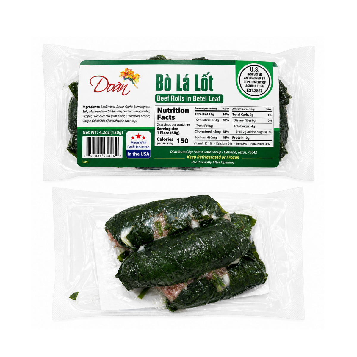 [ĐOÀN] Beef Rolls in Betel Leaf 120g/ Bò Lá Lốt