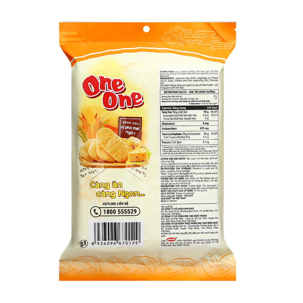 Bánh Gạo One One Vị Phô Mai Ngô 118g
