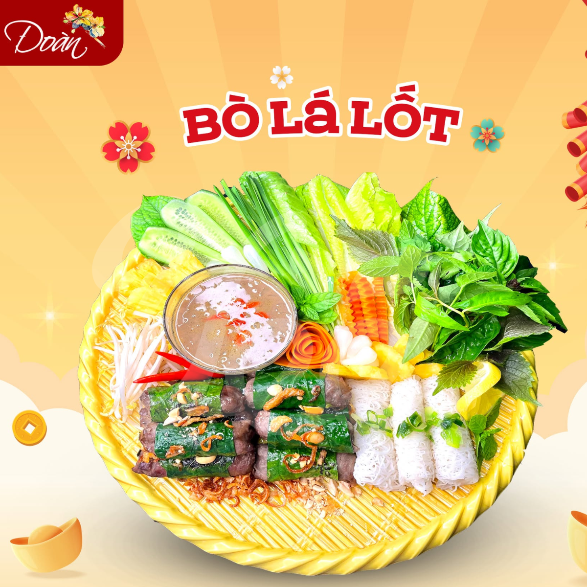 [ĐOÀN] Beef Rolls in Betel Leaf 120g/ Bò Lá Lốt