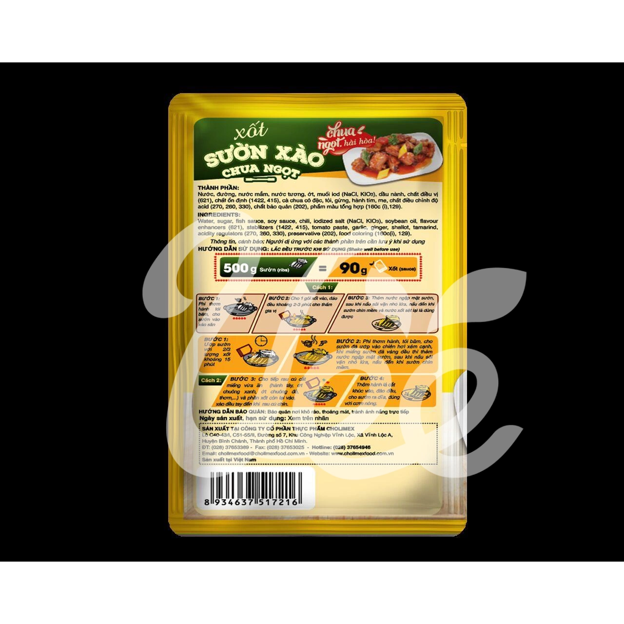 Nước Sốt Sườn Xào Chua Ngọt Cholimex  – 90gr/gói | Sườn Xào Chua Ngọt Đậm Đà, Ngon Miệng Chuẩn Vị Việt