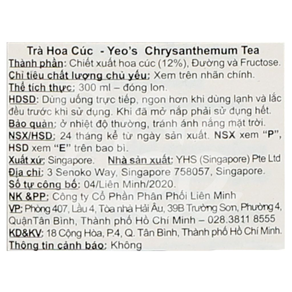 Trà Hoa Cúc Yeo's Lon 10oz - Thức Uống Thanh Nhiệt Hoa Cúc Truyền Thống