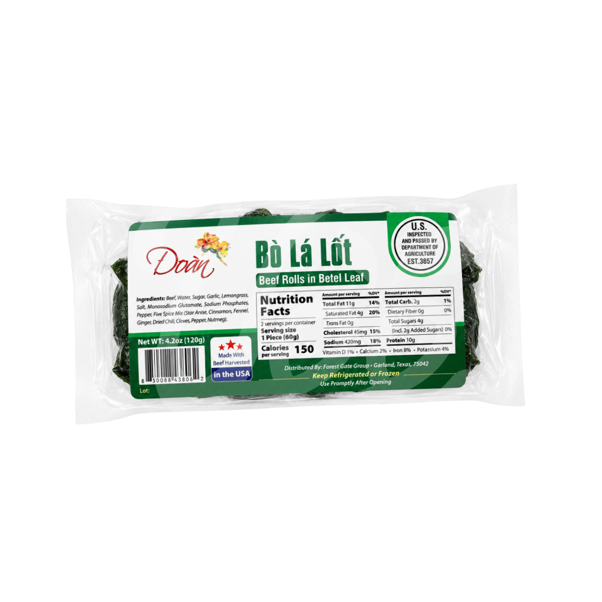 [ĐOÀN] Beef Rolls in Betel Leaf 120g/ Bò Lá Lốt