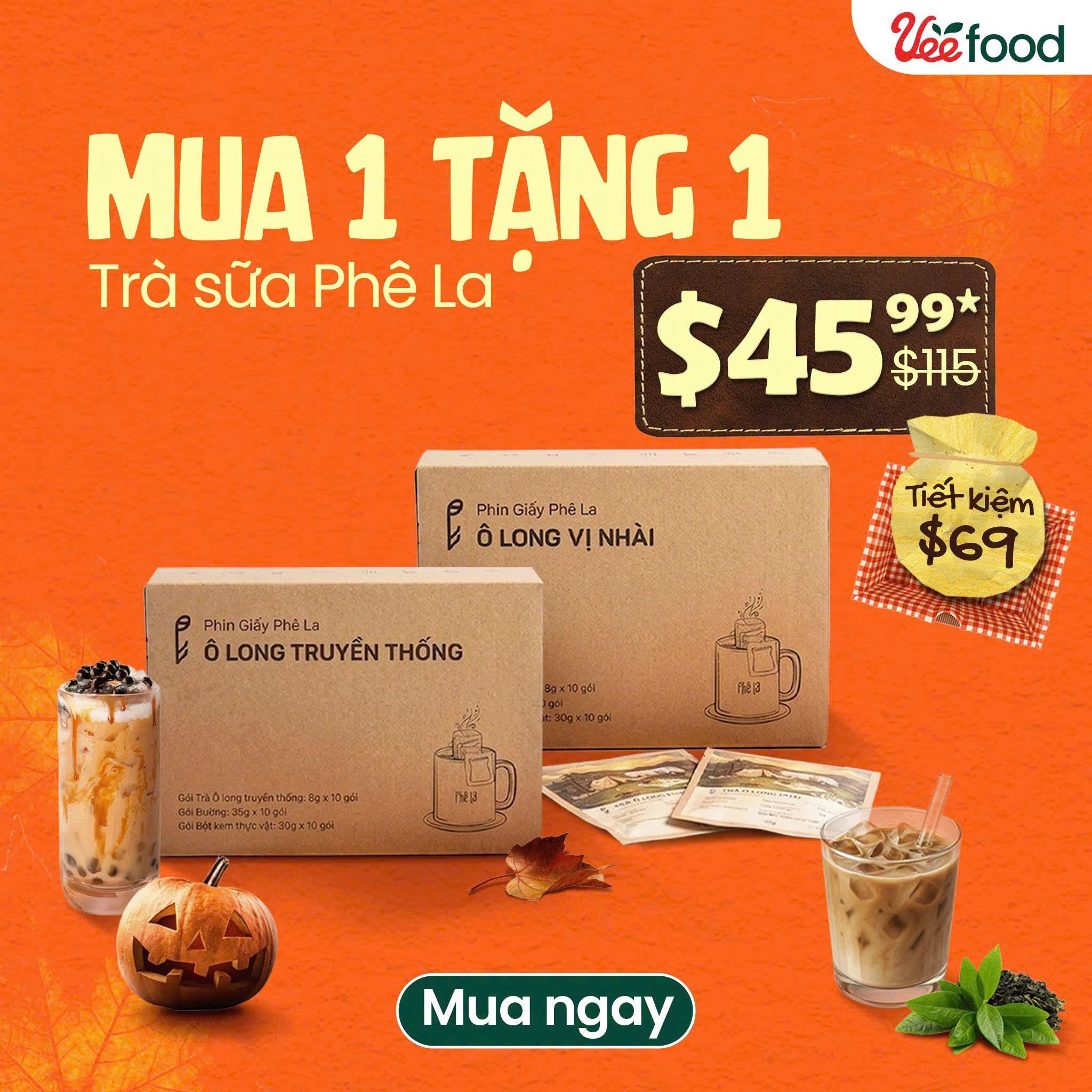 [Phe La] Buy 1 Get 1 Free: Jasmine & Traditional Oolong Milk Tea/ Mua 1 Tặng 1 Trà Sữa Ô Long Nhài & Ô Long Truyền Thống