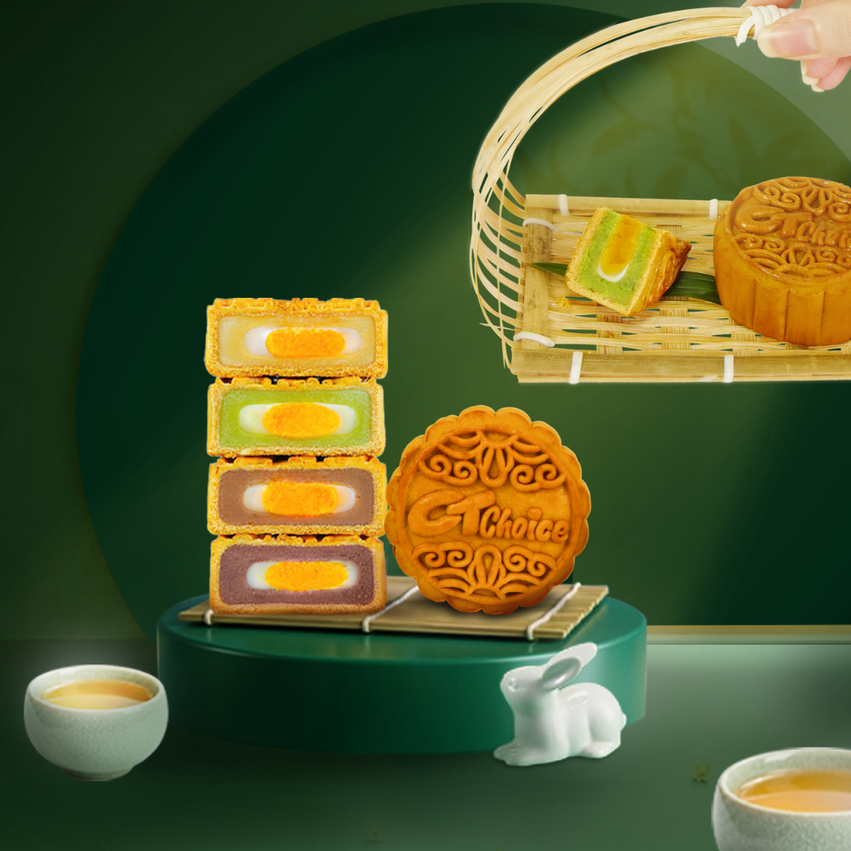 [CT Choice] Assorted Mochi Mooncakes with 1 Yolk-8 Pieces, 800g / Bánh Trung Thu Mochi Thập Cẩm 1 Trứng, 8 bánh
