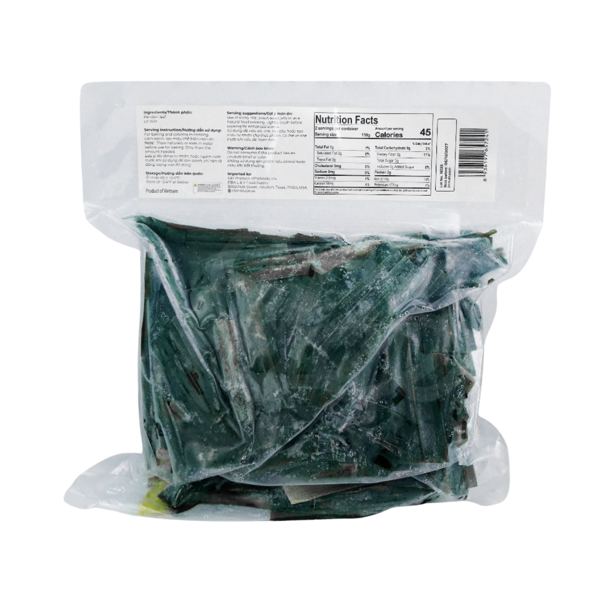 [Phuoc Loc Tho] Frozen Pandan Leaves (Cut Pieces) 900g (Lá Dứa Cắt Khúc)
