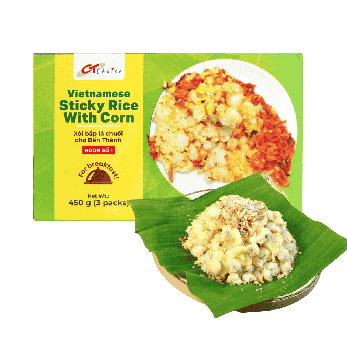 [CT Choice] Vietnamese Sticky Rice with Corn 450g (Pack of 3) (Xôi Bắp Lá Chuối Bến Thành)