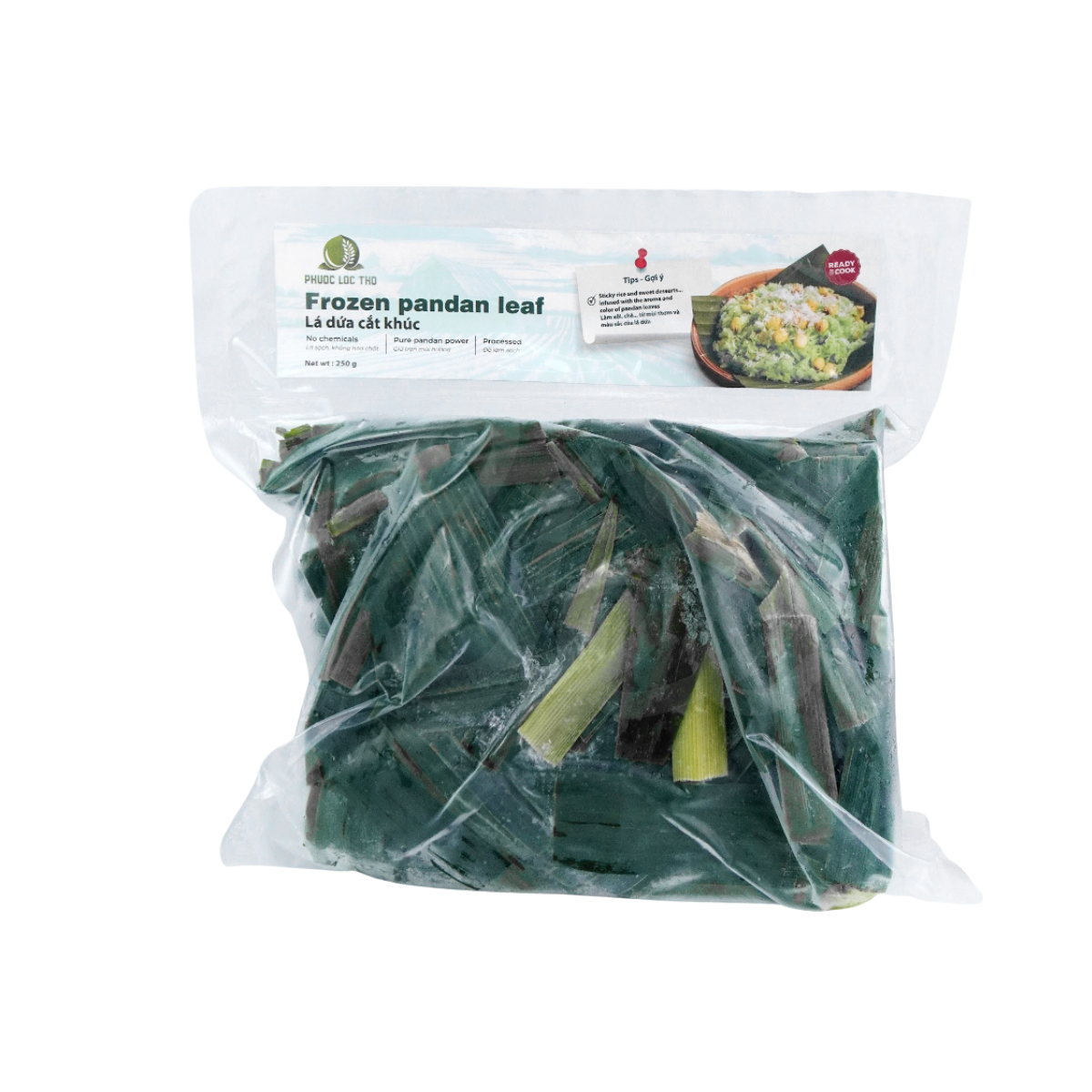 [Phuoc Loc Tho] Frozen Pandan Leaves (Cut Pieces) 900g (Lá Dứa Cắt Khúc)