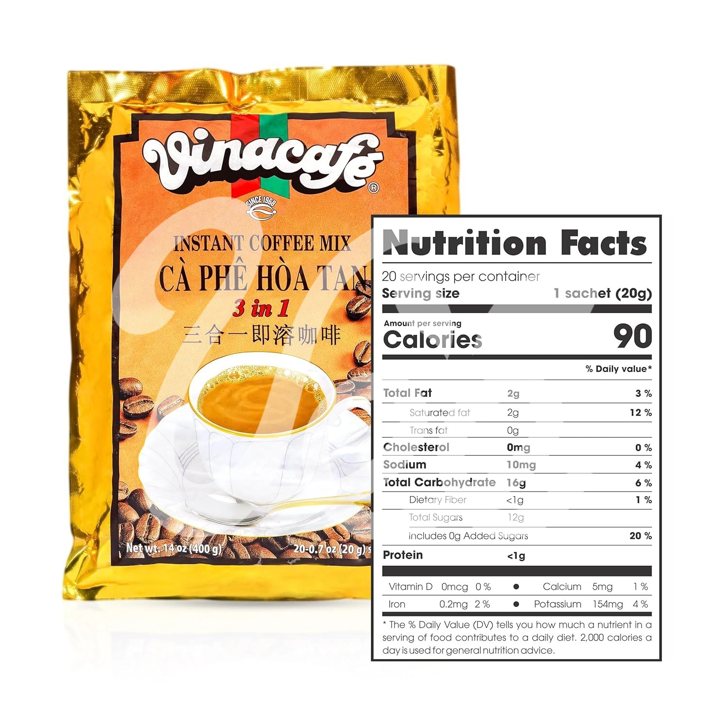 [Vinacafe] Instant Coffee Mix 3in1 Gold 400g/20 Packs