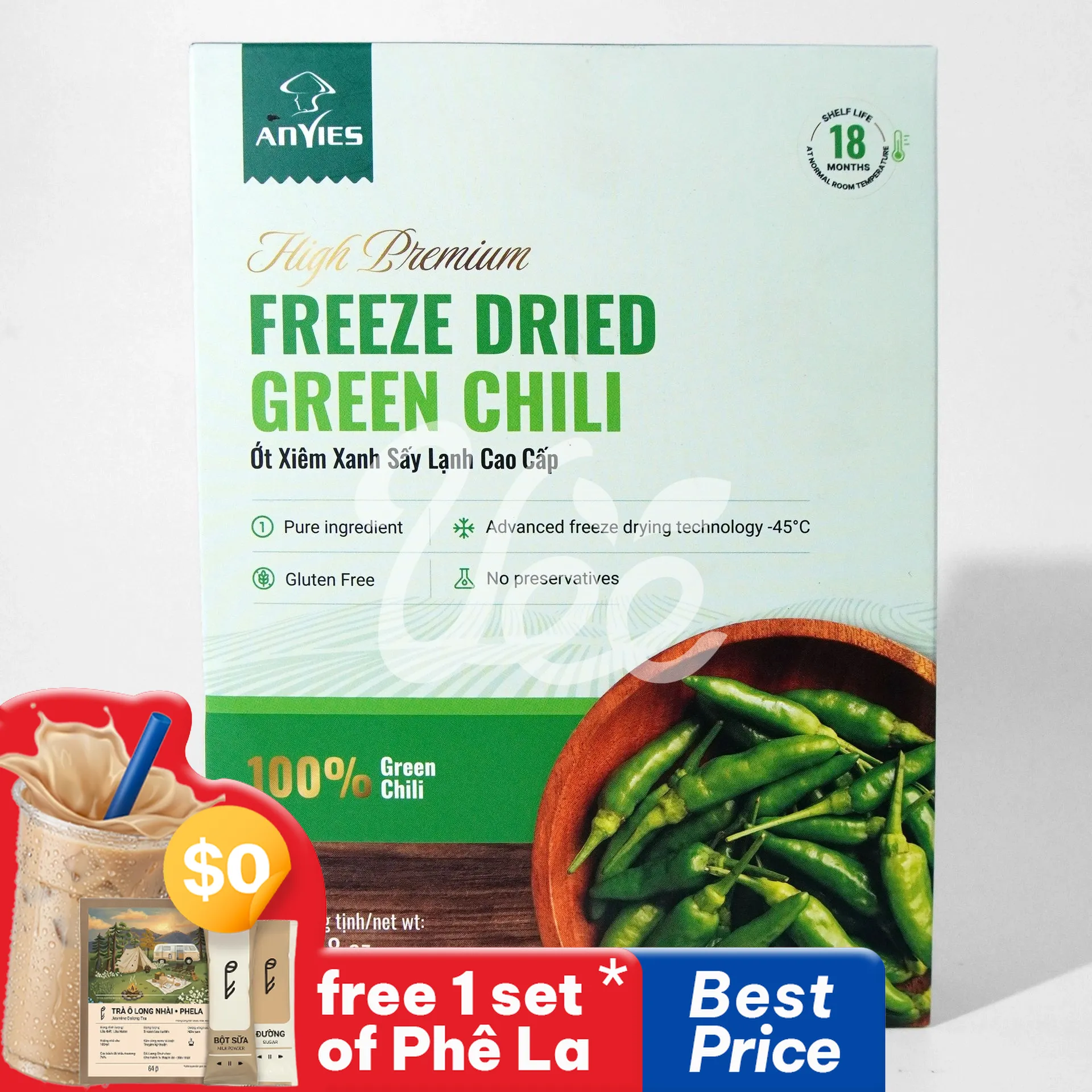 Tiêu Xanh Sấy Lạnh Anvies 50g