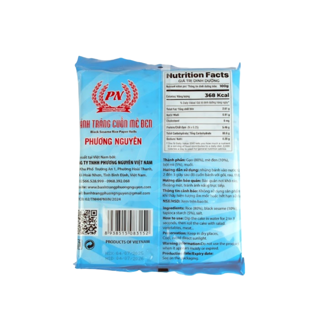 [Phuong Nguyen] Black Sesame Rice Paper 200g - VeeFood