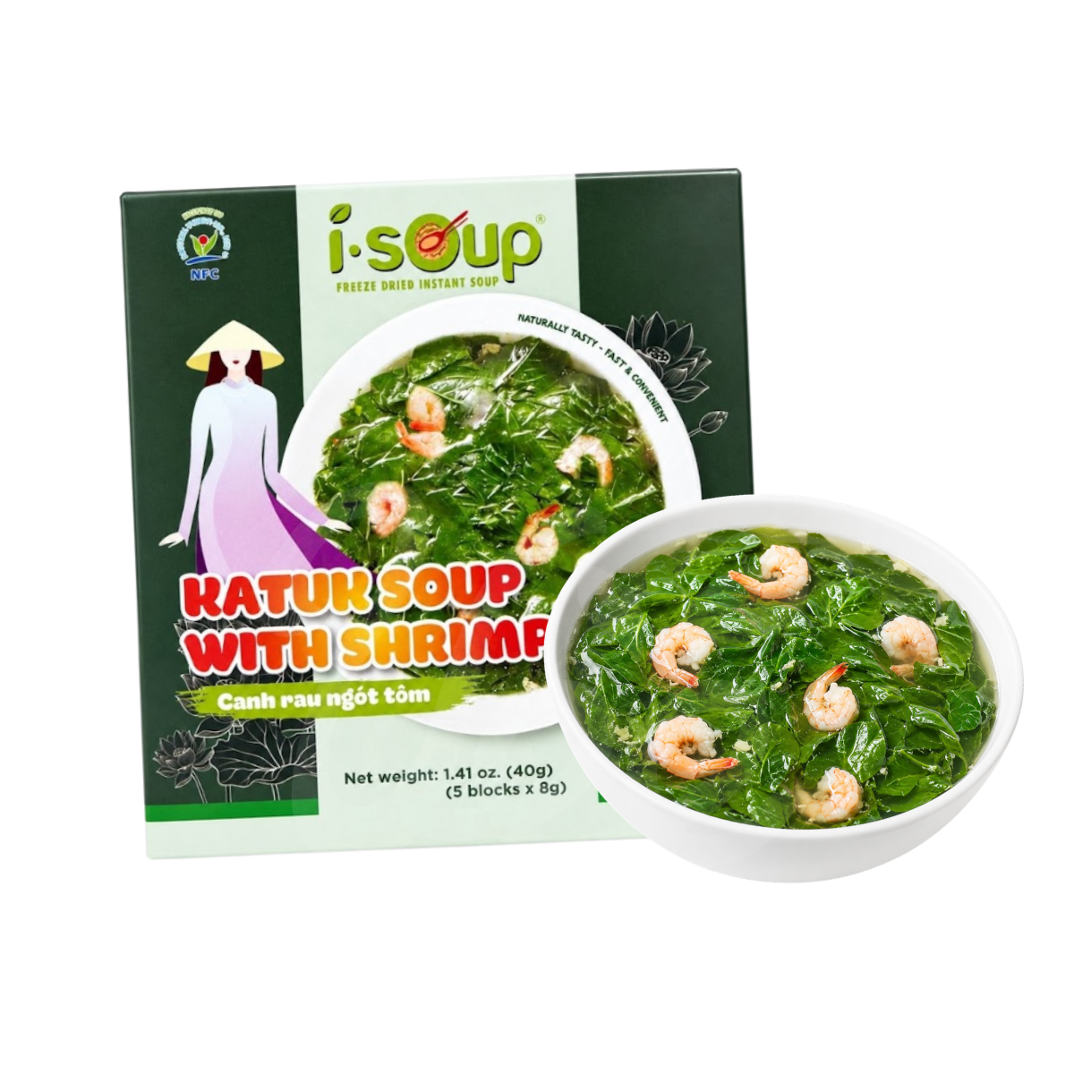 [ISOUP] Katuk Soup With Shrimp 40g/ Canh Rau Ngót Tôm