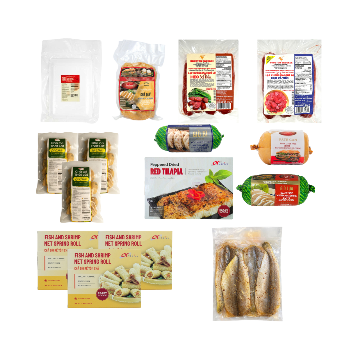 [CT Choice] Vietnamese Snacking Combo - Sausage, Pork Roll & Semi-Dried Seafood/ Lai Rai Việt - Lạp Xưởng – Giò Chả – Hải Sản Một Nắng