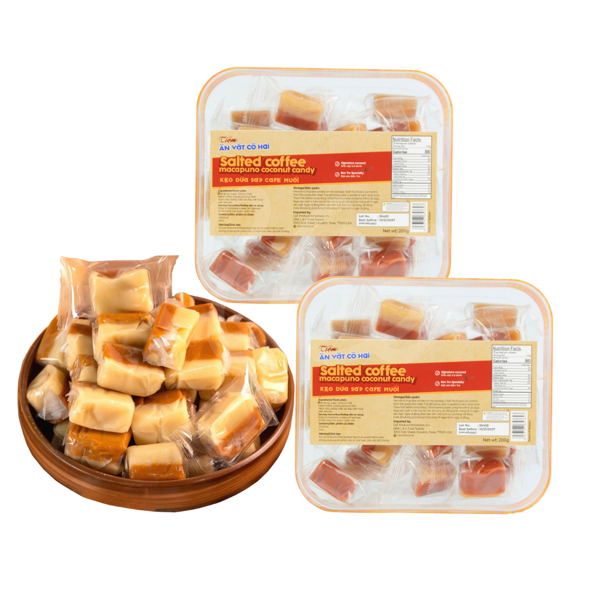 Kẹo Dừa Sáp Cafe Muối Ăn Vặt Cô Hai  300g