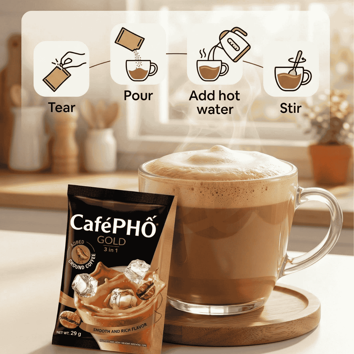 [Cafe Pho Gold] Instant Milk Coffee 870g Pack