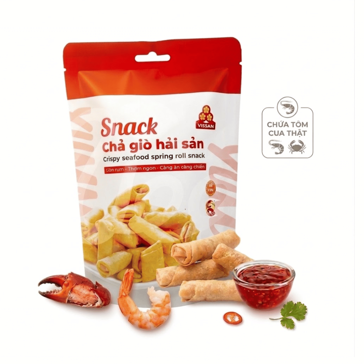 [VISSAN] Seafood Spring Roll Snack 100g/ Chả Giò Hải Sản Snack túi