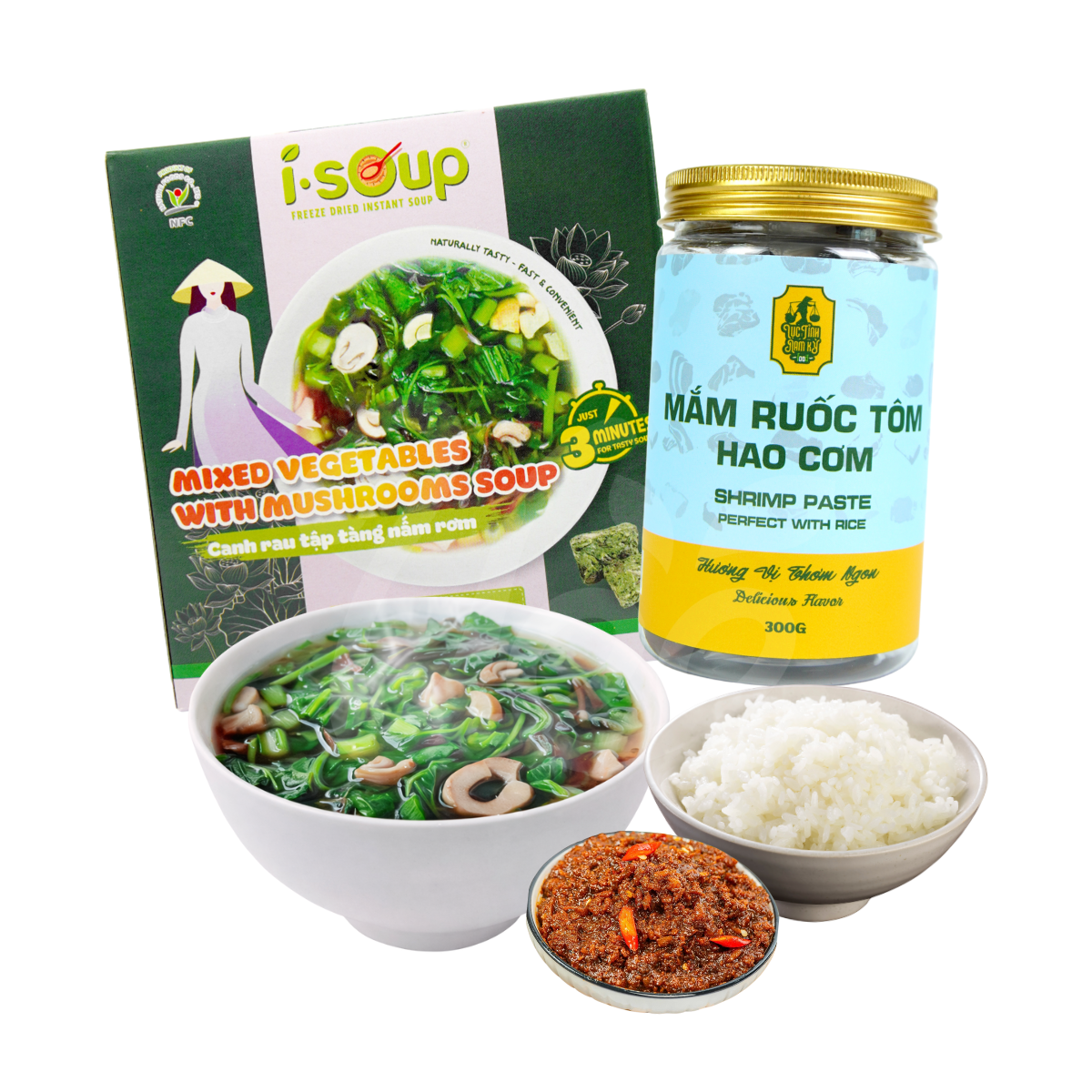 [Luc Tinh Nam Ky x ISOUP] Shrimp Floss &  Mixed Vegetable Mushroom Soup Combo | Easy & Comforting Vietnamese Meal