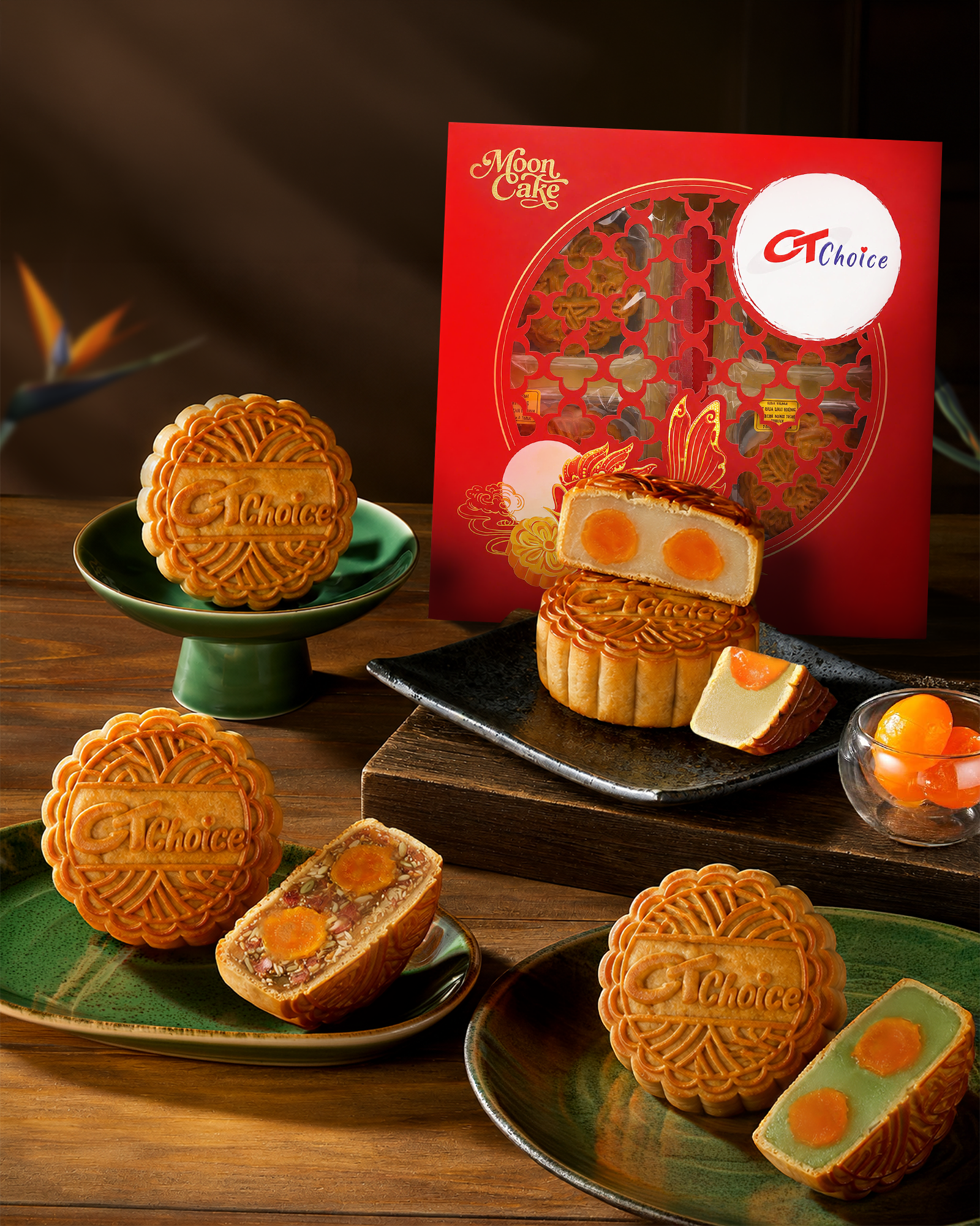 [CT Choice] Assorted Mooncakes with 2 Yolks-4 Pieces, 800g / Bánh Trung Thu Thập Cẩm 2 Trứng 4 Cái